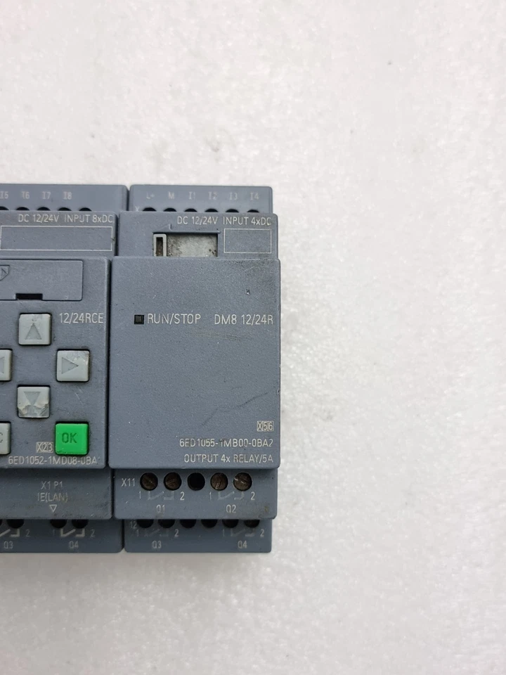 Used Working Siemens 12/24RCE Logo Plc With 6D1055-1MB00-0BA2 Expansion Module